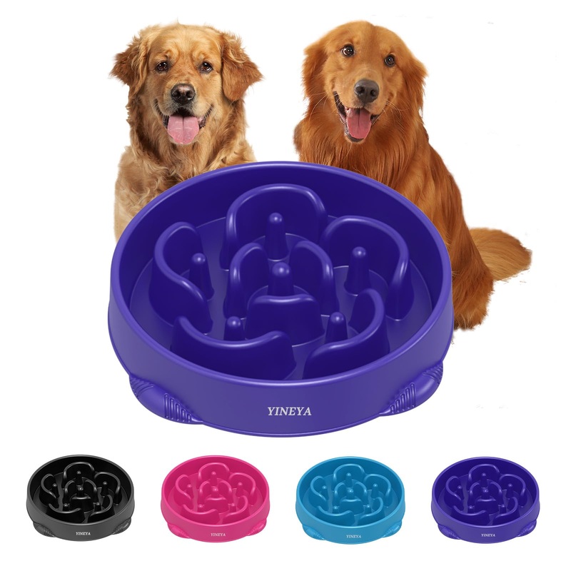 1Pcs Slow Feeder Dog Bowls Large Breed, Dog Slow Feeder Bowl, Large Dog Bowl Slow Feeder, Maze Dog Food Bowl Slow Feeder, Dog Puzzle Feeder, Pet Food Slow Eating Dowl Bowl 4 Cups(Purple)