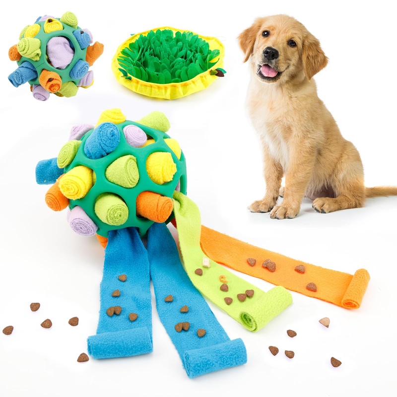 2 Pack Easter Snuffle Ball for Dogs, Interactive Dog Foraging Toys, Training Natural Foraging Skills, Dog Feeding Training, Pet Puzzle Toys, Dog Food Ball for Small/Medium/Large Dogs (Green) Green