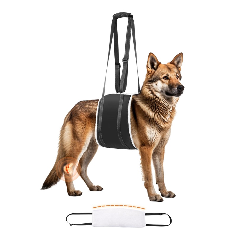 20-150 lbs Dog Lift Harness, Dog Sling for Large Dogs Hind Leg Support, Curved Plush Lining Dog Sling Carrier, Adjustable Dog Support Harness Helps Senior, Elderly, Injured Pet-Black (X-Large)