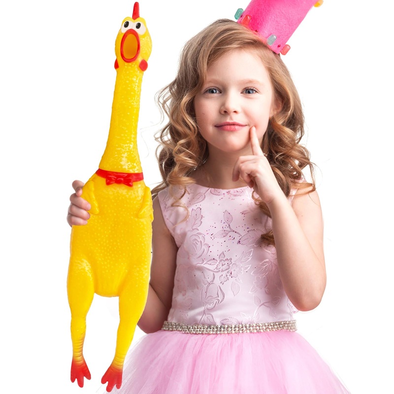22 Inch Crazy Huge Rubber Chicken,Yellow Squeeze Chicken Toys,Squeaky Chicken Dog Toys,Squawking Prank Novelty Gag Gift