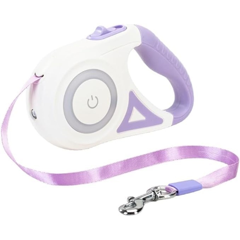Best Dog Supplies Retractable Dog Leash with Flashlight & Front Safety Led Light – 360Tangle-Free Training Leash for Night Walks & Ultimate Freedom with Anti Slip Handle – Perfect All Dogs – Purple