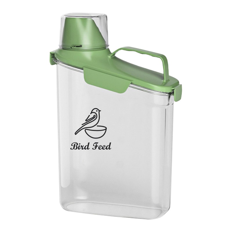 Bird Seed Storage Container Portable-3 Qt/2.8 L Clear Pet Food Container-with Measuring Cup/Lid,Airtight Wild Bird Seed Dispenser for Storing Sunflower Seed|Squirrel proof|BPA Free-Green