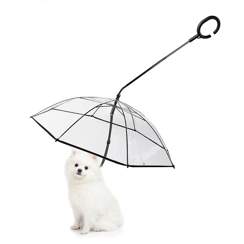 Clear Dog Umbrella for Small Dog with Adjustable Leash Rainproof Foldable Pet Umbrella for Puppy Doggie