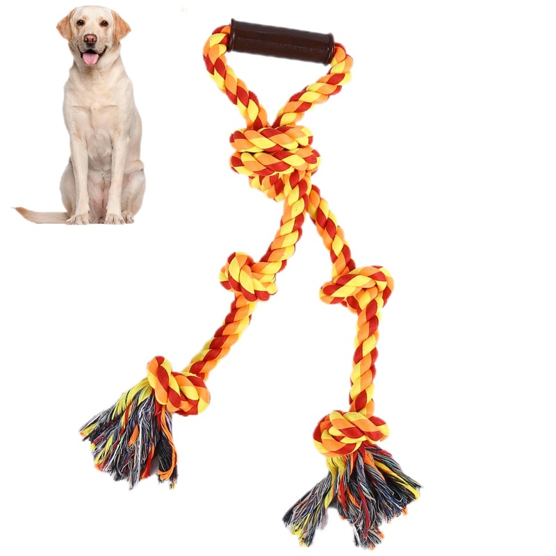 Dog Rope Toys for Aggressive Chewers Large Breeds, Interactive Toys,Tough Dog Chew Toys for Large and Medium Dogs, Indestructible Dental Cleaning Dog Tug of War Toys (Orange) orange