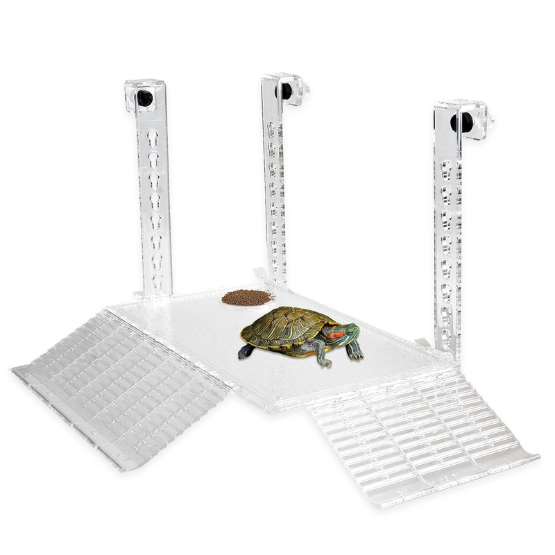 Hanging Turtle Basking Platform, 12 Inch Acrylic Turtle Tank Ramp Platform, Simulation Turtle Ramp Tortoise Climbing Ladder for Aquarium
