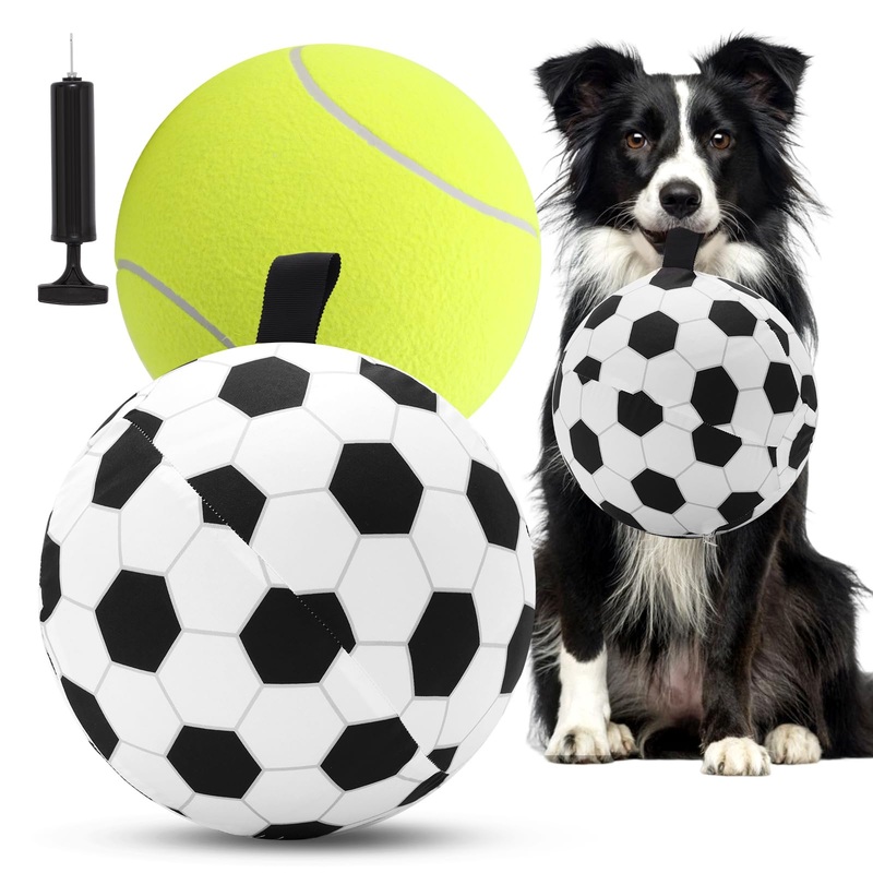 Herding Ball for Dogs, 9.5″ Dog Ball for Large Dogs with Soccer Cover & Air Pump, Giant Dog Toy Collie Horse Ball for Dogs Interactive Dog Ball Toy, Rubber Horse Ball for Small Medium Dogs