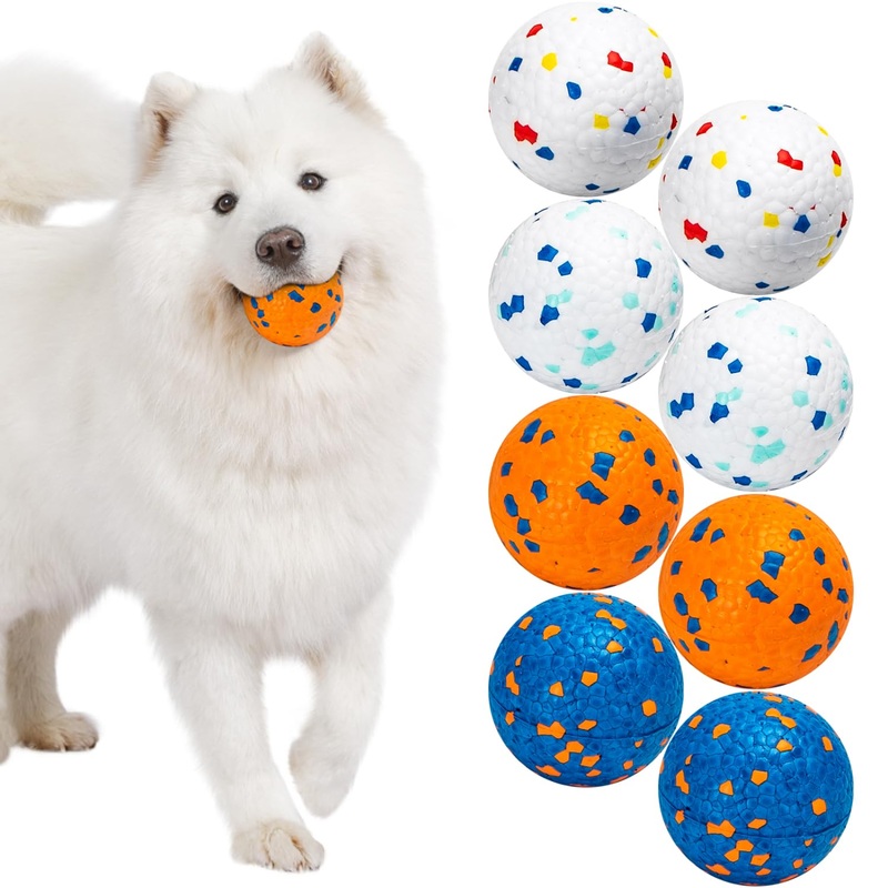 Nobleza Dog Ball Toy Training Balls, Aggressive Chewers Teething Chew Indestructible Durable Bouncy Floating Dog Tennis Balls, Interactive Dog Popcorn Ball for Large Dog Small Medium Puppy, 8 PCS 8 Balls