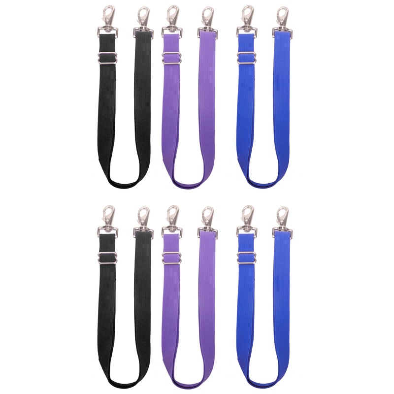 Pack of 6 Adjustable Length Elastic Leg Straps for Horse Blankets,Horse Blanket Sheet Replacement Elastic Leg Strap (6, 2Black+2Blue+2Purple)