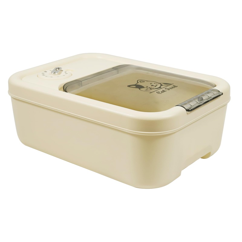 Pet Food Container with Scoop,8~10Lbs Cat Food Storage Container Airtight With Flip Lid,Cat Food Treats Storage Bin,Keep Cat Food Kibble Dry and Fresh,Stackable-BPA Free
