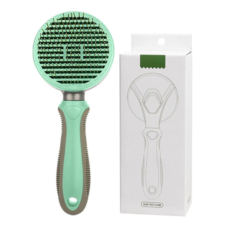 Self Cleaning Slicker Brush,Dog Brush & Cat Brush,Removes Loose hair & Tangles,Skin Friendly & Promote Circulation-Green