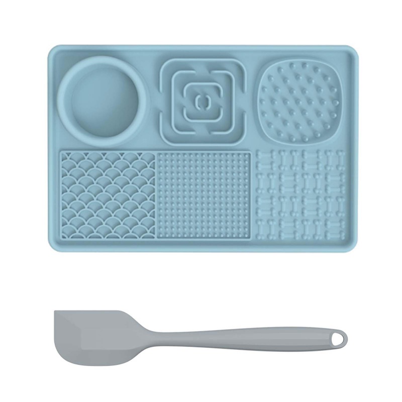 Silicone Slow Feeder Lick Mat with Suction for Small Dog Cat,Puzzle Food Mat, Slow Feeding Food,Stimulating Puzzle Activity, Boredom Anxiety Reducer for Pet (Blue)
