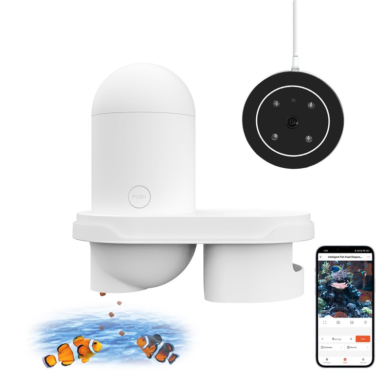 Smart Fish Feeders with Camera 2024 Newest Visual Fish Feeder Automatic Dispenser with 2K HD Camera for Aquariums, Fish Tanks& Pond