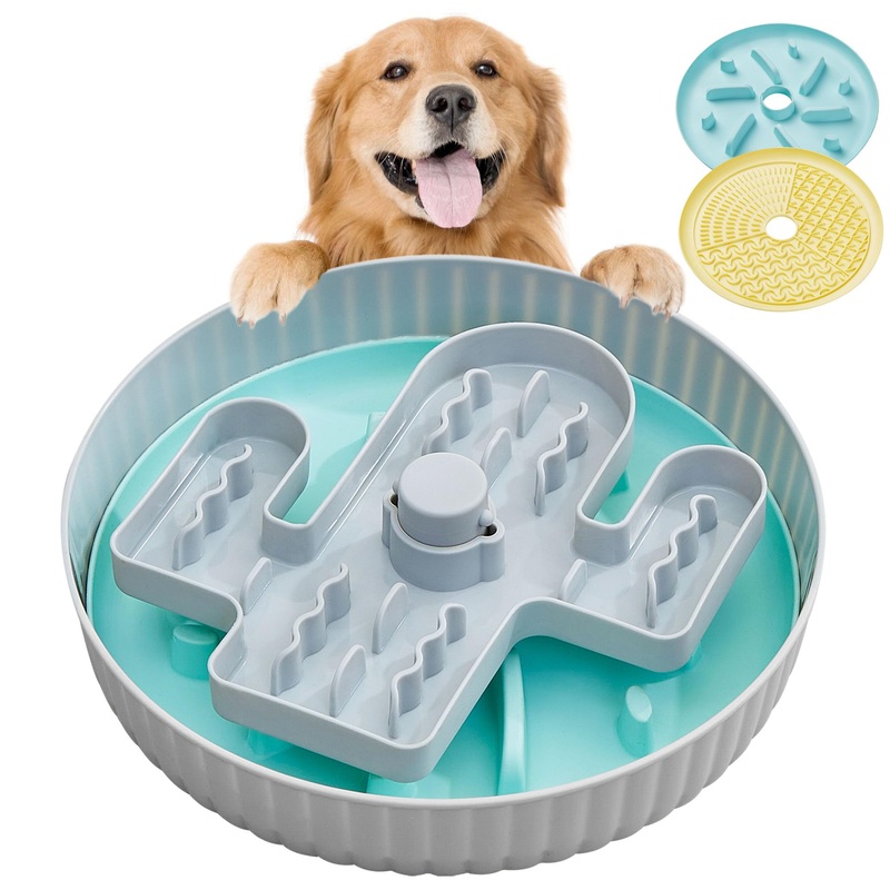 Suhaco Slow Feeder Dog Bowls Large Breed with 2 Slow Feeder Pads, Anti-Choking Puzzle Dog Food Bowls for Medium and Large Dogs, Anti-Slip Dog Slow Feeding Bowls Slow Down Eating Maze Dog Bowls (Green) Green