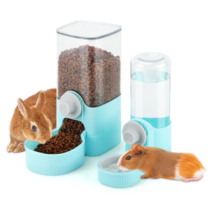 YUEPET Rabbit Food Water Dispenser, Large Capacity Bunny Feeder for Cages Automatic Rabbit Water Dispenser Suitable for Rabbits Ferrets Guinea Pigs Small Animals(Blue) Blue