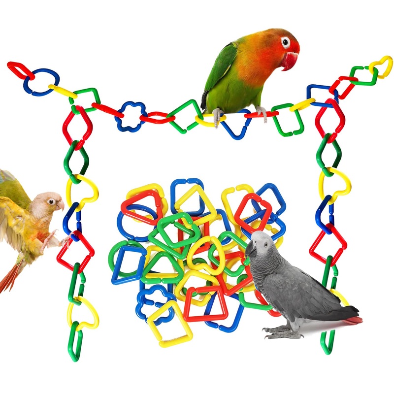 40Pcs Plastic Clip Hooks Chain Links Toy, Random Shape & Color Link Children’s Learning Toy, Sugar Glider for Parakeets Pet Rat Parrot Bird Toy Cage Swing Climbing Cage Toys