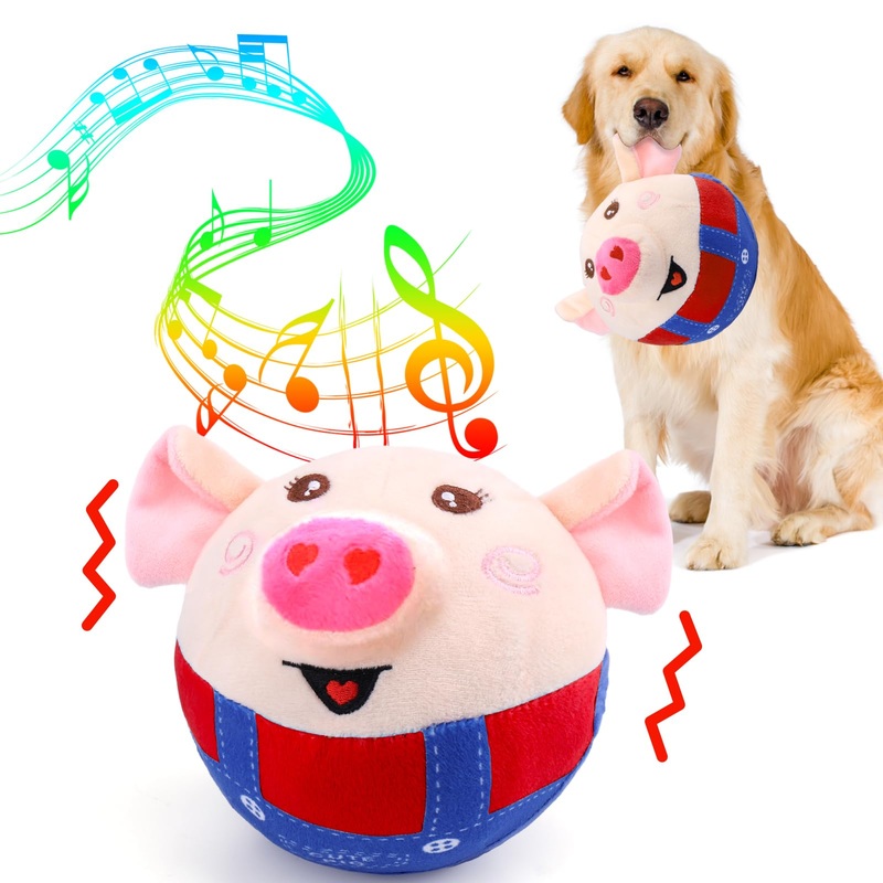 Active Moving Pet Plush Toy for Dogs,Interactive Dog Toys for Boredom Intelligence,Pig Dog Easter Toy to Keep Them Busy with Recording and Music Modes for Small/Medium/Large Dogs