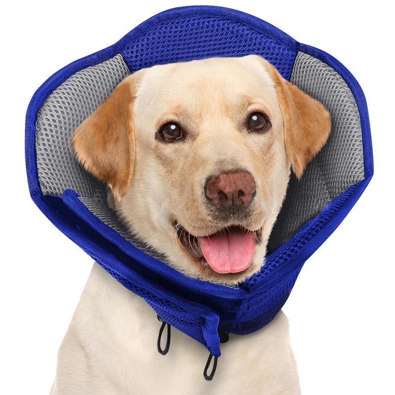 AOFITEE Large Dog Cone, Soft Dog Cone Collar, Adjustable Dog Cone for Dogs After Surgery, Breathable Mesh Dog Surgery Collars & Cones, Elizabethan Collar for Dogs to Prevent Licking Wounds X-Large Blue