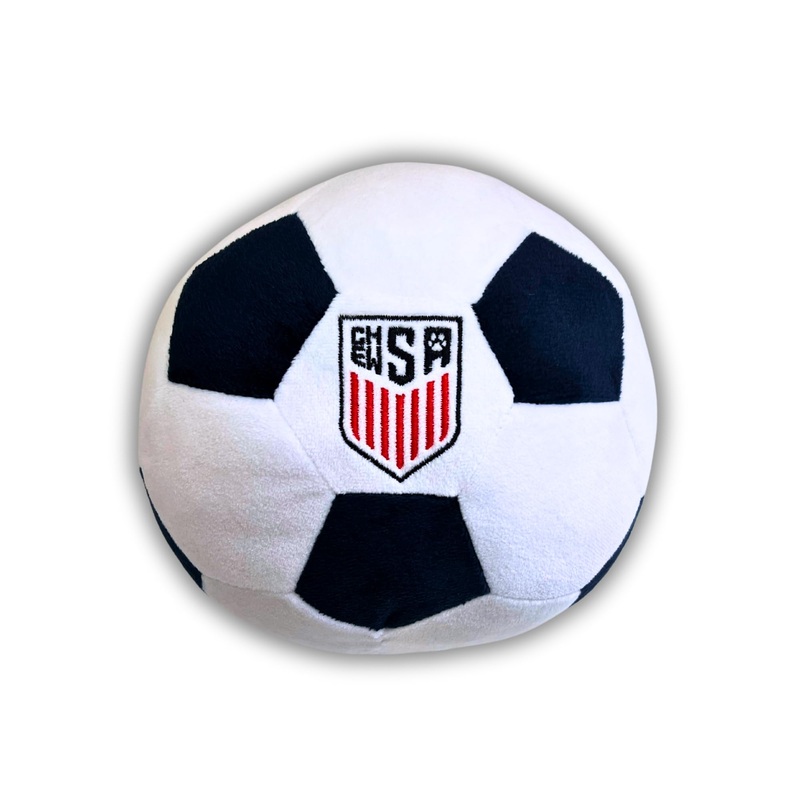 ChewSA Plush Dog Soccer Ball Toy with Interactive Squeaker for Small, Medium, and Large Breed Puppies, Soft Chew Surface for Active Play, Cute and Cuddly Enrichment, Soccer Gift, USA Gift (Large)