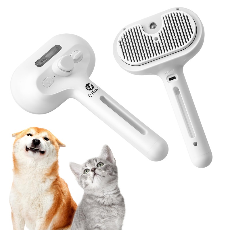 CIBKJ Cat Steam Brush with Spray Function, Easy to Clean, Pet-Friendly Design, Durable Materials, Cat & Dog Grooming Brush