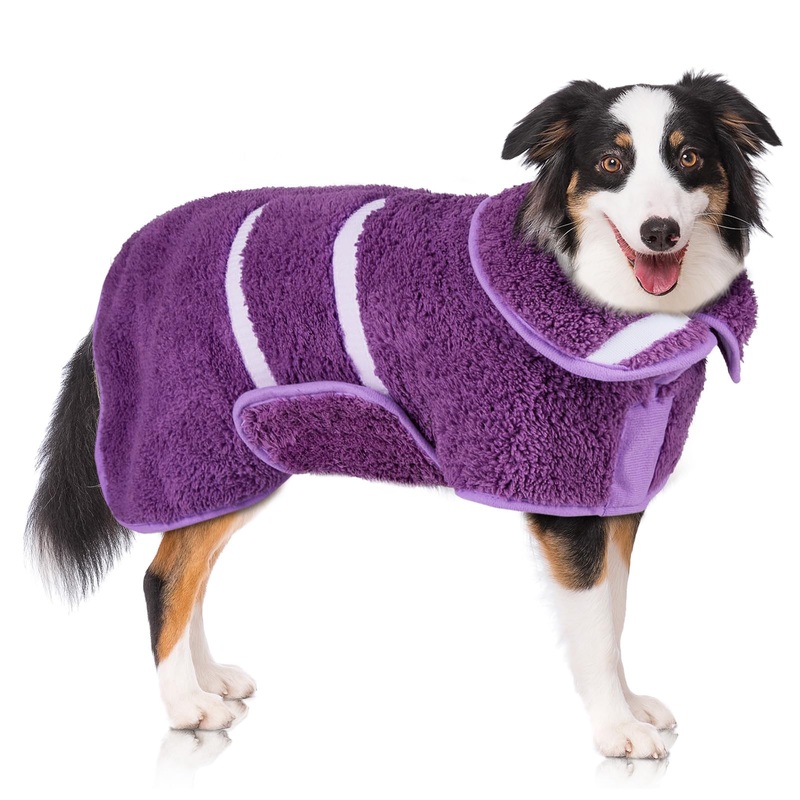 Dog Bathrobe Super Absorbent Dog Towels for Drying Dogs Large Quick Drying Dog Robes for After Bath Soft Dog Drying Towel Adjustable Dog Drying Coat to Keep Dog Warm(S-XXL) X-Large Purple