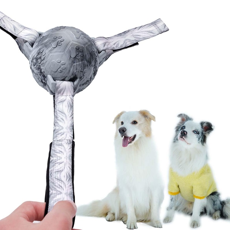 Dog Toy Ball with Replaceable Straps, 3.7″ Great Dog Tug Ball on Rope for Large Dogs, Durable Dog Training Toys for Heavy Chewer, Dog Water Toy for Small to Large All Dog Breeds