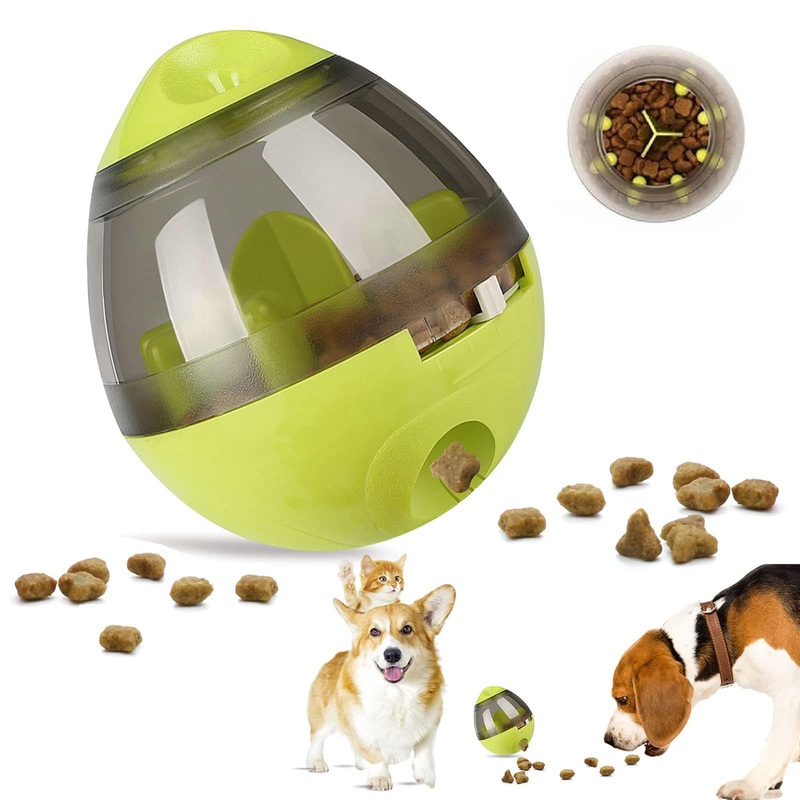 Dog Treat Ball, Adjustable Dog Treat Dispensing Ball Dog Toys, Pet Tumbler Toy, Pet Interactive Slow Feeder Ball, Slow Feeder Treat Ball for Small, Medium Dogs Cats (Green) Green