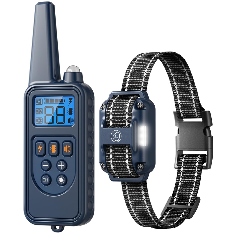 Electronic Dog Collar with Remote, 2600ft Waterproof Dog Training Collar for Smal Medium Large Dogs, Beep, Vibration, Shock (1-99) Modes, LED Light, for 5-120Lbs Dogs