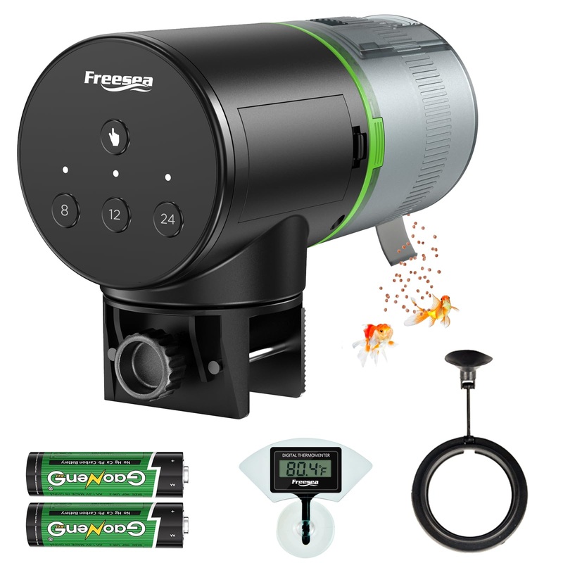 FREESEA Fish Feeder Automatic Dispenser: Aquarium Flakes Food Feeder with Timer Battery FS-069S