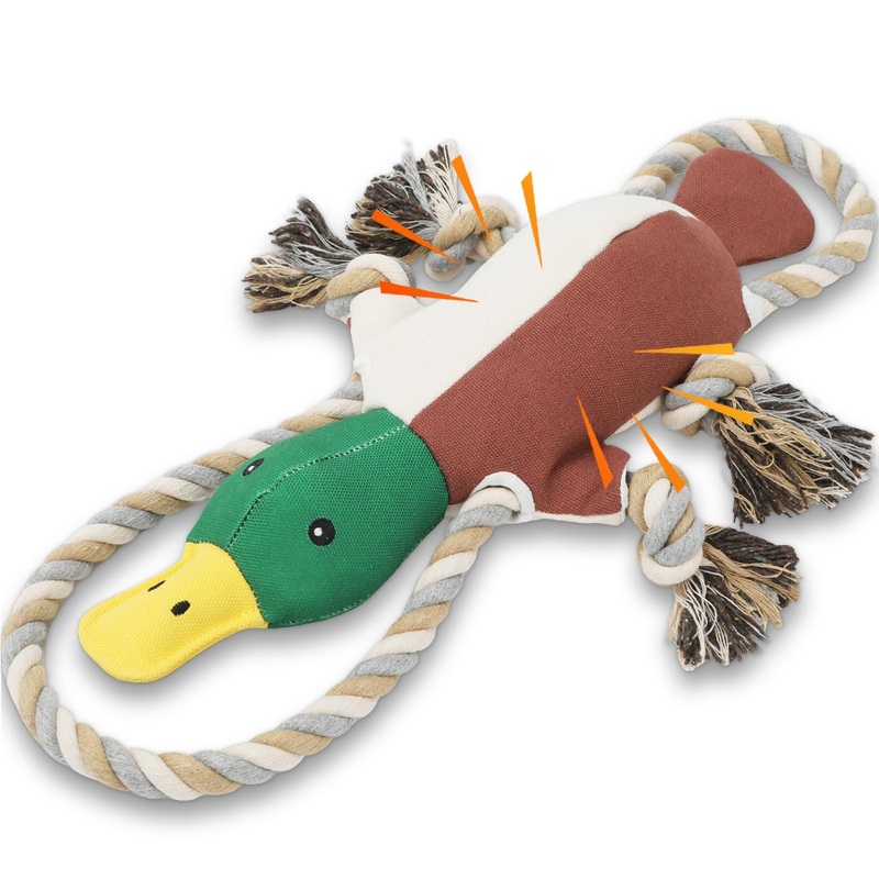 Lesmeet Upgraded Duck Dog Toys for Aggressive Chewers Puppy Toys with Crinkle Paper and Squeaker, Interactive Tug of War Dog Toy for Small, Medium, and Large Breeds Brown
