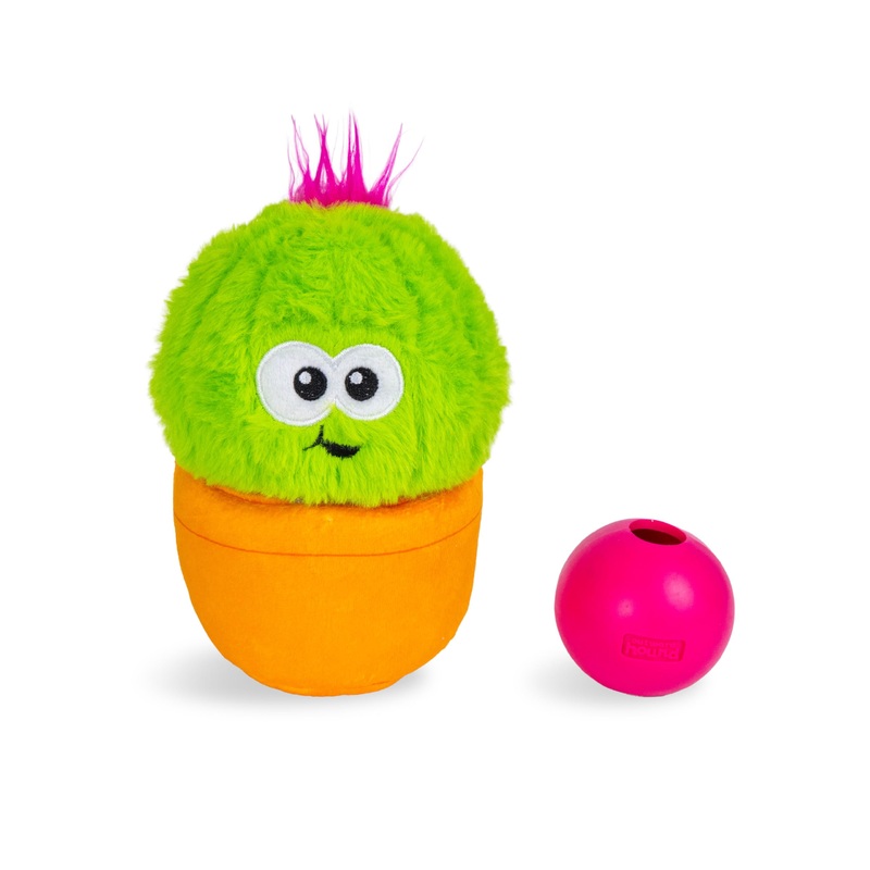 Outward Hound Nina Ottosson Snack Palz Interactive Plush Dog Puzzle with Treat Ball, Dog Enrichment Toys, Stuffable Dog Toy, Plush, Cactus, Green