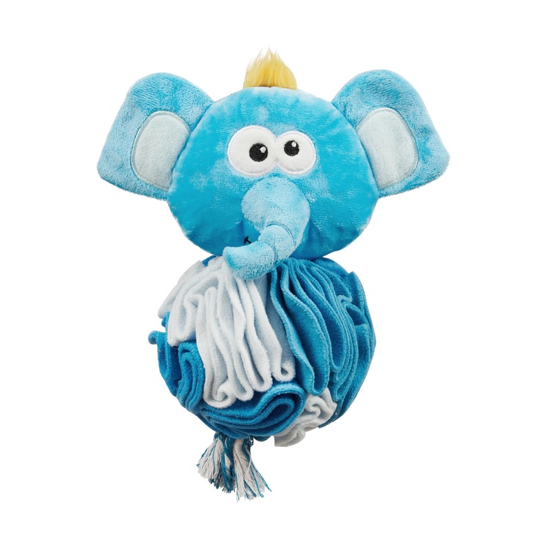 Outward Hound Nina Ottosson Stuff N’ Snuffle Plush Snuffle Ball Dog Puzzle, Elephant, Blue
