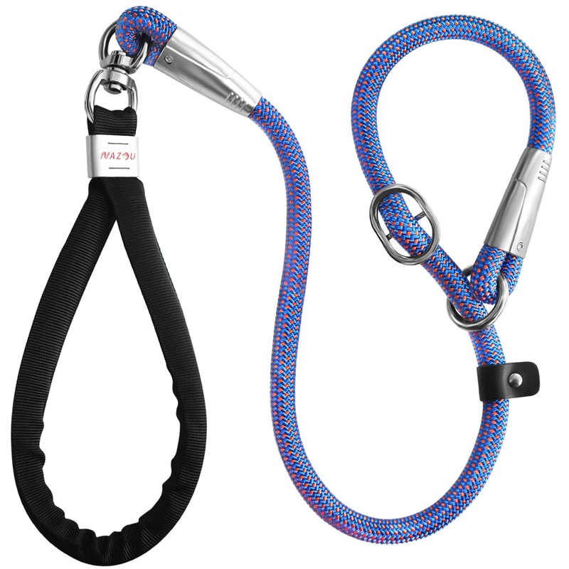 Slip Leash 1/2in Dog Leash Heavy Duty Comfortable Dog Lead 3ft/4ft/5ft Hands Free Dog Leash Strong Training Leash for Dogs Up to 120LBS 1/2in 5Fft Orange-blue