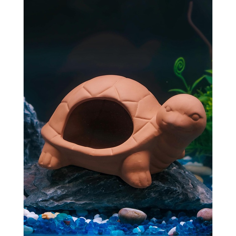 Uniclife Aquarium Turtle Ornament Fish Tank Decoration Ceramic Turtle Animal Hut for Fish Tank Landscape Aquarium Hideout Hideaway Spawning Cave Decor for Shrimp Betta Goldfish and Reptiles