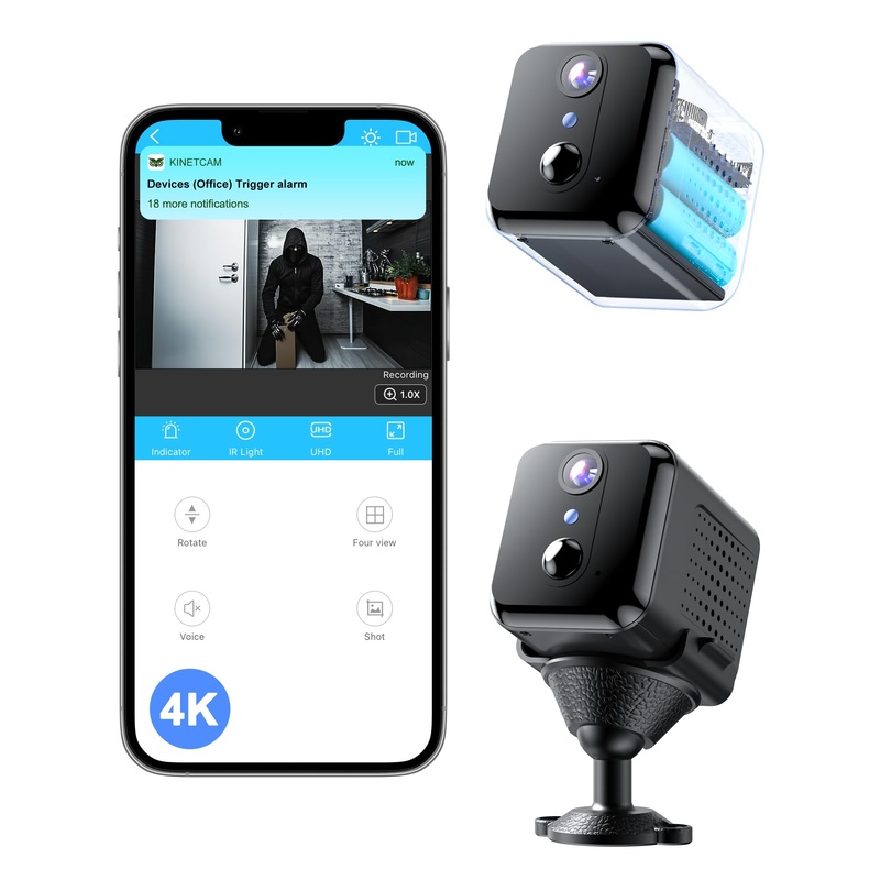 Wireless Indoor Camera WiFi Security Camera with Phone APP, 4K HD,Auto Night Vision, AI Motion Detection,120-Day Standby Battery Life, Pet Camera Cat Camera, Nanny Cam
