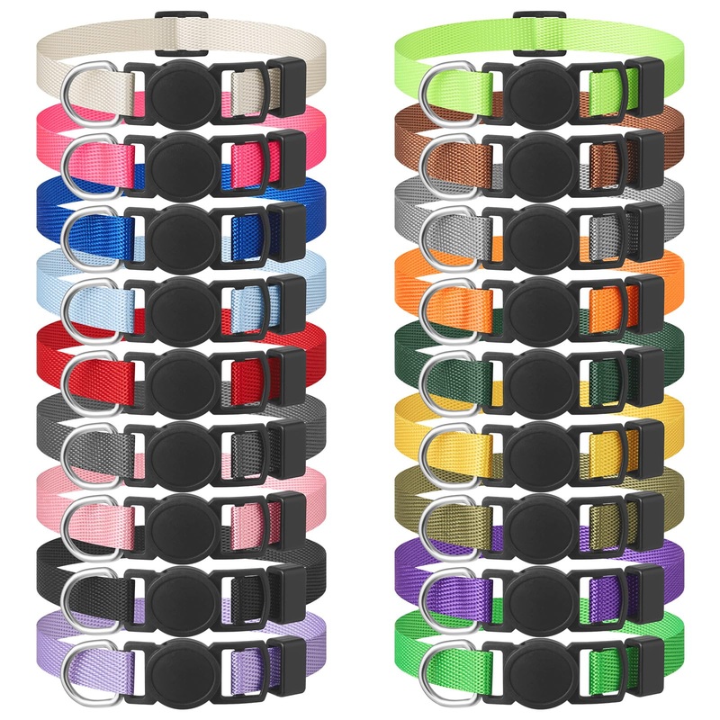 18 Pcs Dog Collar Puppy Collars Breakaway Adjustable Super Soft Nylon Whelping Puppy Handmade Dog Collars for Small Dogs (7-10in) S(7”-10”)