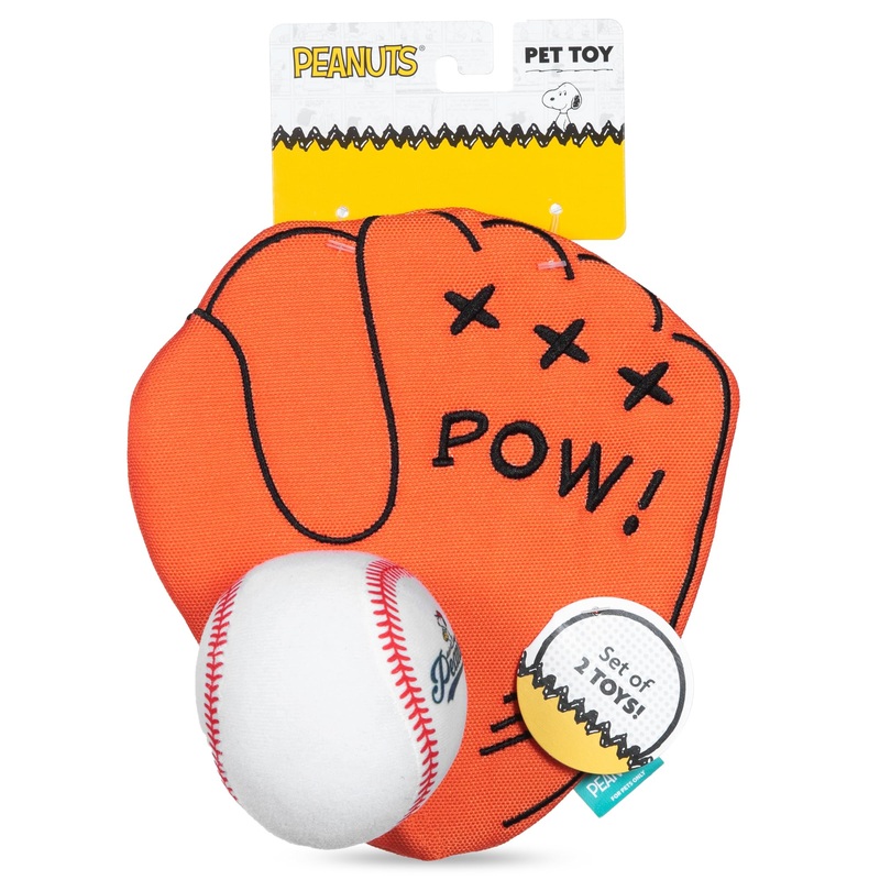 2-Piece Interactive Dog Toy Set – Durable Canvas Baseball Glove and Ball Toy for Large, Medium, Small Dogs – Fun Fetching and Chew Toy with Crinkle Sound, 7 Inch One Size
