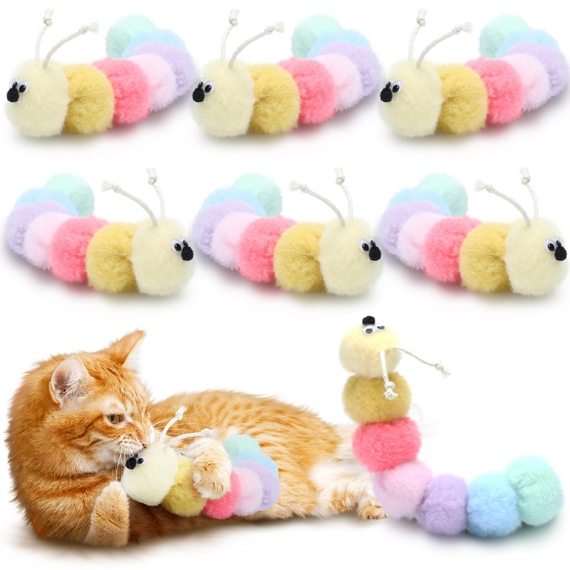 6 Pcs Cat Toys for Indoor Cats Catnip Caterpillar Toys Interactive Catnip Toys for Cats 7.9″ Multicolor Caterpillar Catnip Toy Fluffy Kitten Toy Natural Catnip Toys Caterpillar for All Age Cats