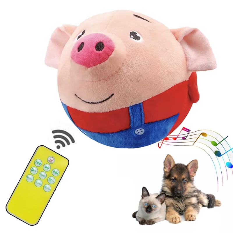 Active Moving Pet Plush Toy – Cute Squeaky Pig Dog Toy for Small Dogs, Talking and Singing Dog Toy, Washable Cartoon Pig Plush Sound Electronic Dog Toy for Pets, Cats, Dogs Red
