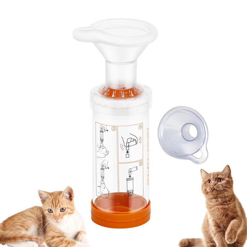 Cat Inhaler Spacer with 2 Silicone Masks – Portable Nebulizer for Cats – Drug Delivery for Feline Breathing Problems – Cat Inhaler & Nebulizer