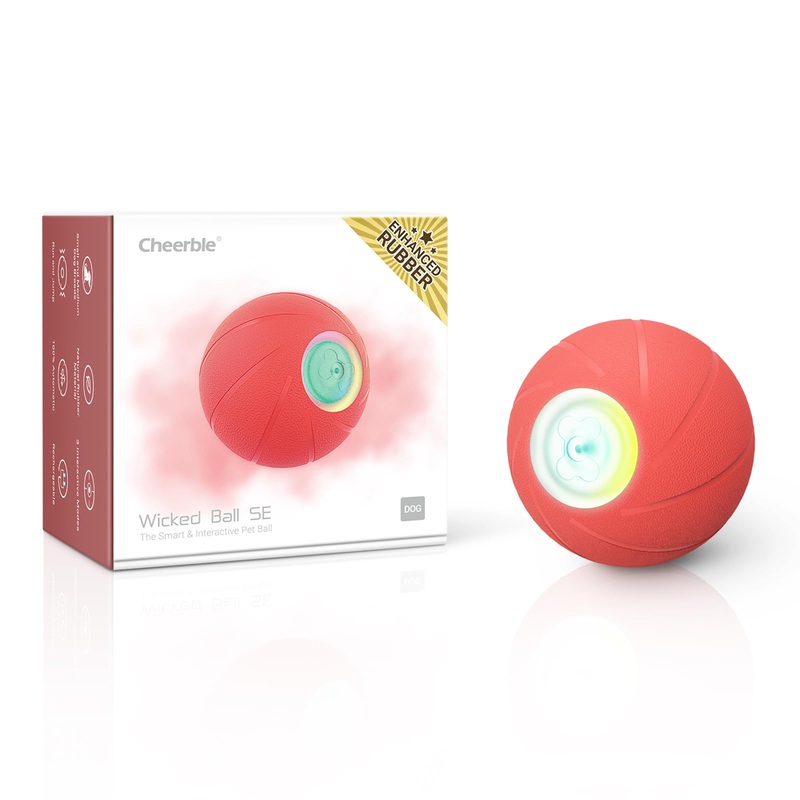 Cheerble [Enhanced Rubber Version] Smart Interactive Dog Toy Ball, Wicked Ball SE, Automatic Moving Bouncing Rotating Dog Ball with 3 Interactive Modes, Active Rolling Dog Ball for Small Dogs