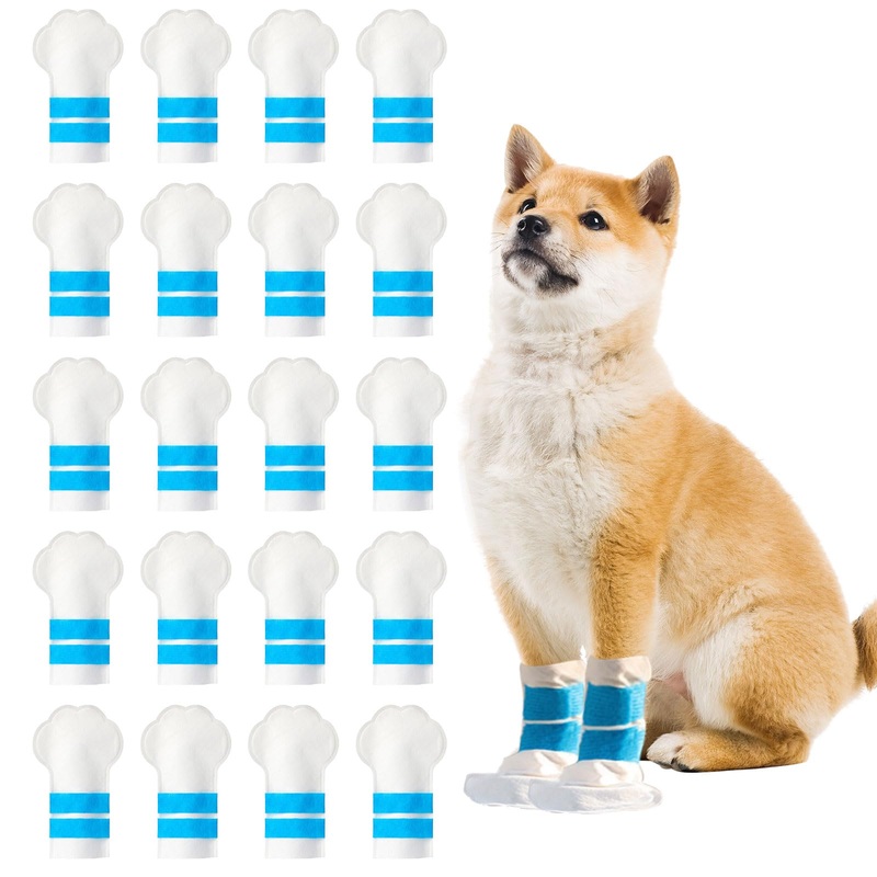 Disposable Dog Shoes for Paw Protection, 20 Pcs Dog Boots Foot Covers with Adjustable Straps, Dog Disposable Foot Covers for Outdoor & Indoor Walking (Large) Large