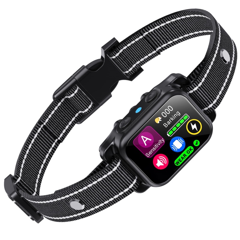 Dog Bark Collar, Next-Gen Physical Vibration Sensor Bark Collar, Anti Barking Training Collar with Intensity Beep Vibration Shock, Rechargeable Smart Bark Collar for Small Medium Large Dogs – Black