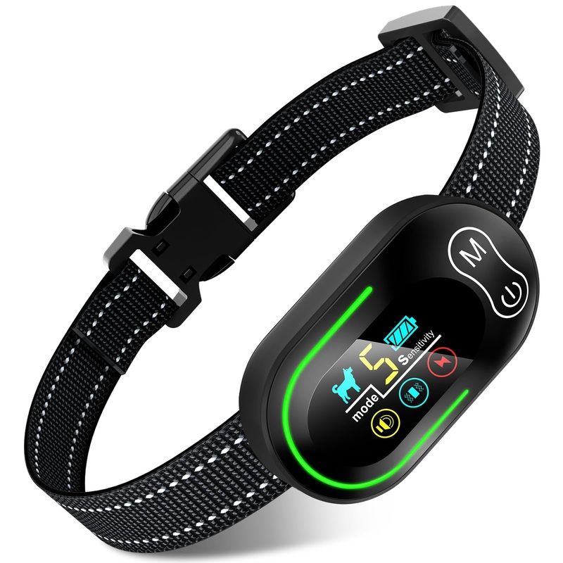Dog Bark Collar, Rechargeable Smart Barking Collar, Anti Bark Training Collar with Adjustable Sensitivity Beep Vibration Shock, Bark Shock Collar for Large Medium Small Dogs