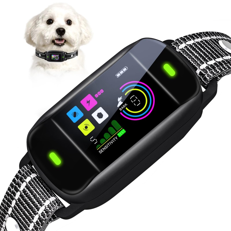 Dog Bark Collar, Smart Bark Collar for Large Medium Small Dogs, Rechargeable Anti Barking Training Collar with 5 Adjustable Sensitivity, Bark Shock Collar with Beep