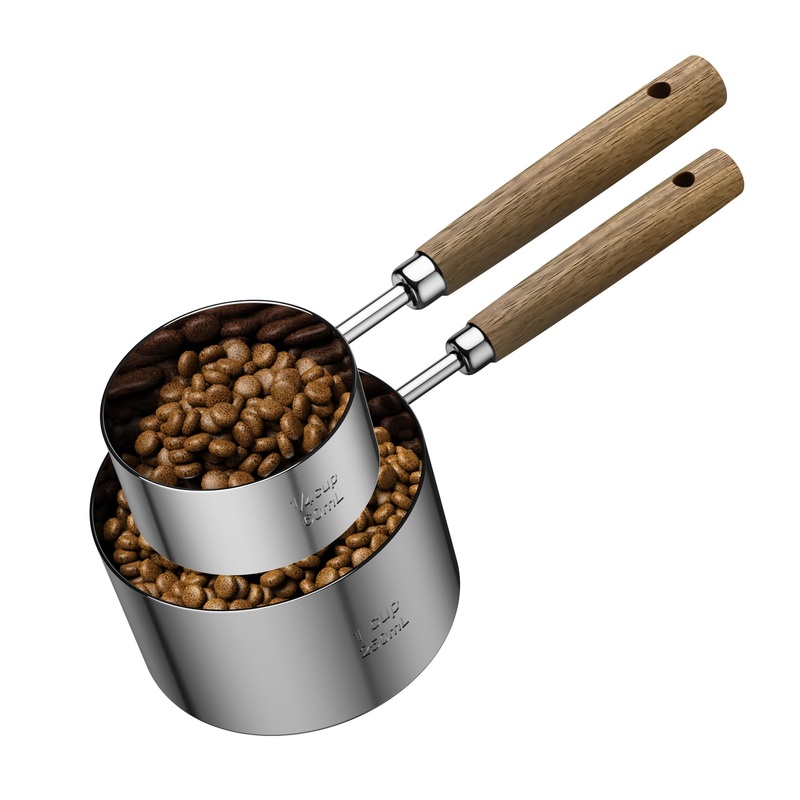 Dog Food Scoop Measuring-Cup – Stainless Steel Measuring Cup, 1CUP and 1/4CUP Two-Pack stainless steels