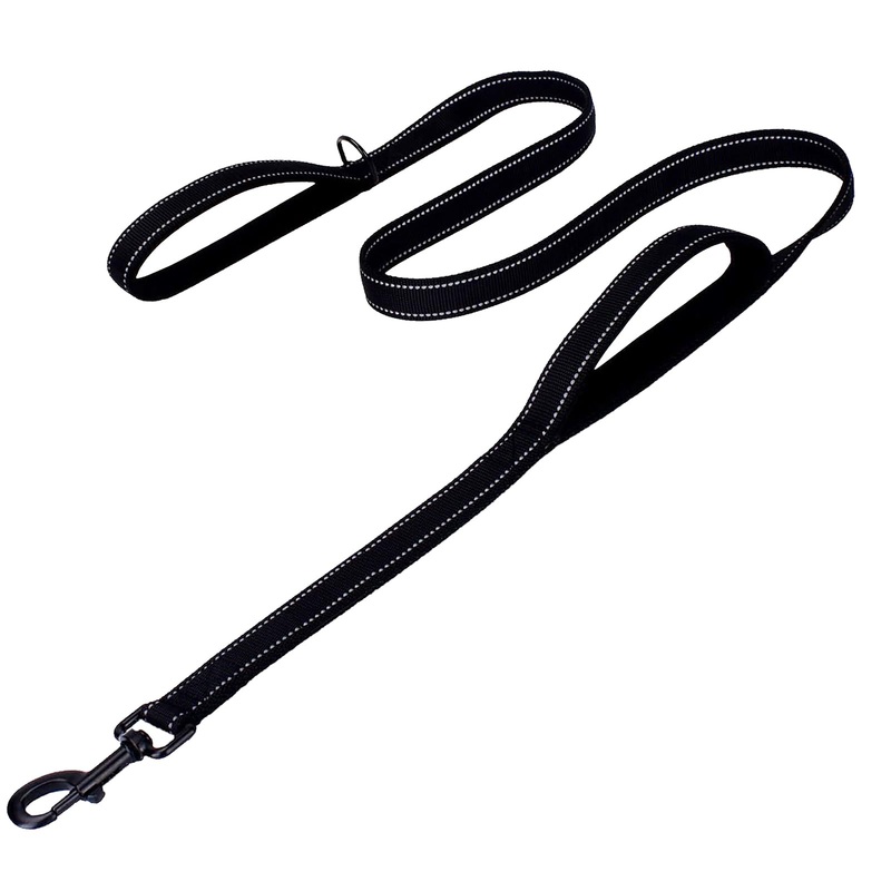 Dog Leash Heavy Duty, Leashes for Large Breed Dogs, 6FT Strong Reflective Dog Leash Rope Pet Lead with 2 Traffic Padded Handles Perfect for Medium Large Dogs(Black) Black