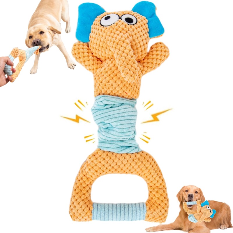 Indestructible Interactive Dog Toys for Aggressive Chewers, Plush Crinkle Squeaky Dog Toys, Tug of War Dog Toys, Dog Chew Toys, Dog Puzzle Toys for Small, Medium & Large Dogs (Elephant)
