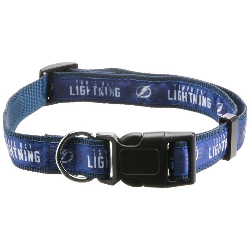 NHL PET Collar Tampa Bay Lightning Dog Collar, Size Large Hockey Team Collar for Dogs & Cats. A Shiny & Colorful Dog & Cat Collar Licensed by The NHL