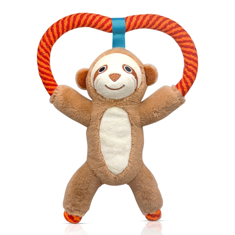 Nomi’s Choice Sloth Dog Toy Sunny The Sloth  Plush Stuffed Animals for All Breeds, Durable Rope, Squeaky Chew Toy, Perfect for Tug of War – Machine Washable Sunny Sloth Dog Toy