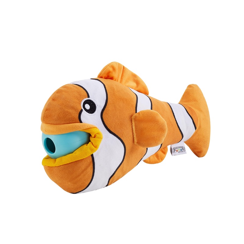 Outward Hound Nina Ottosson Big Mouthz Interactive Plush Dog Puzzle with Treat Ball, Clown Fish, Orange
